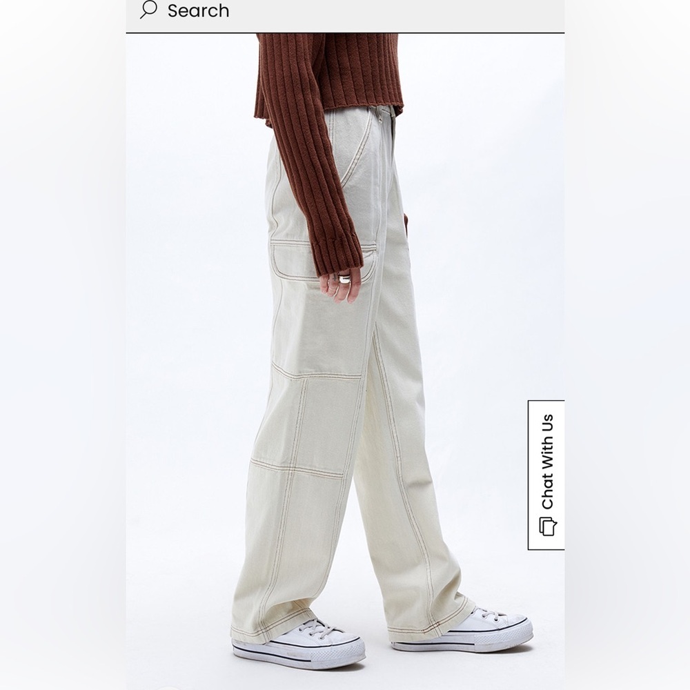 Pacsun Size XS White Cream High Waisted Slim Fit Cargo Pants Seam Detailing